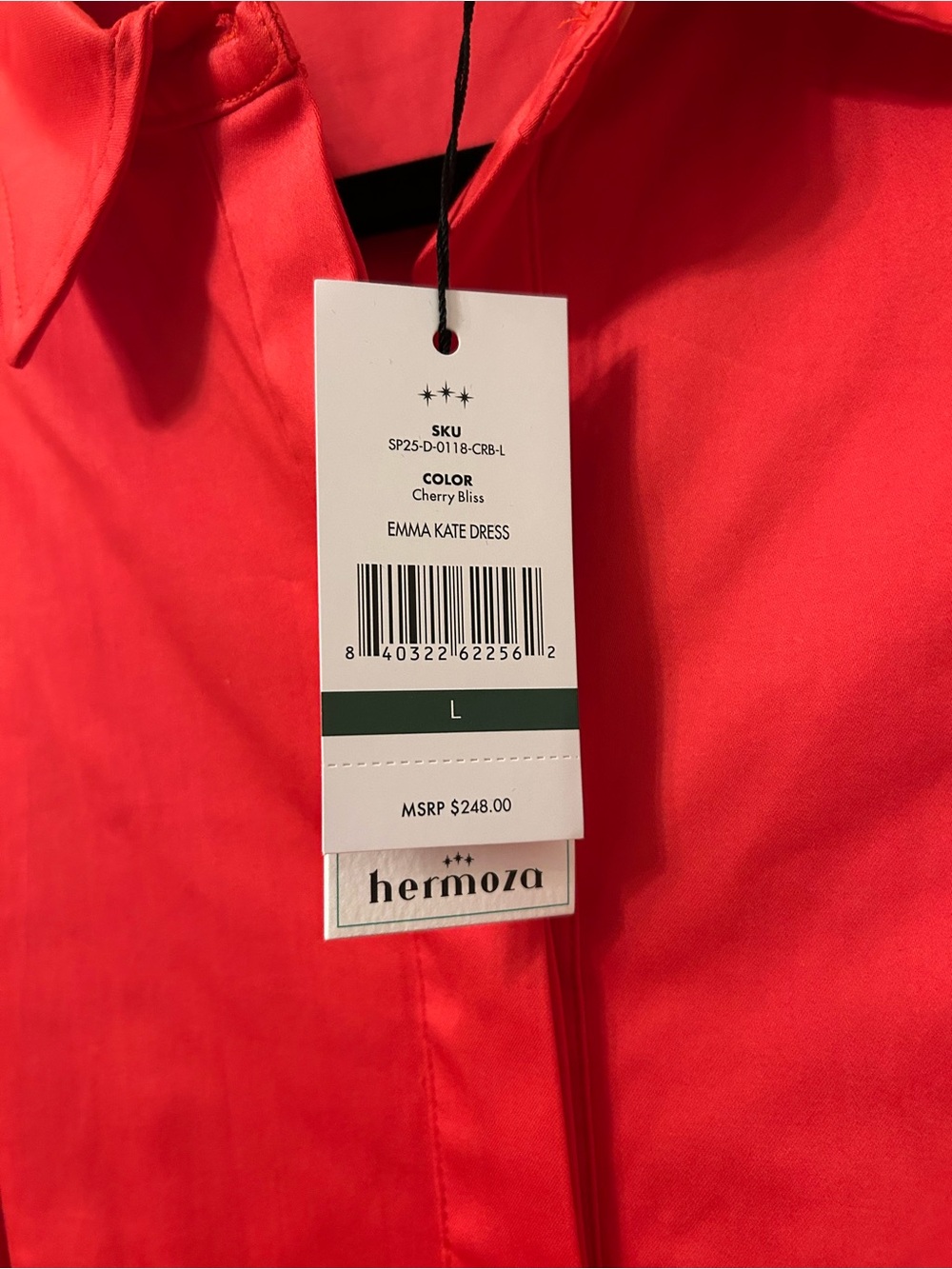 Hermoza Red Shirt Dress with Tie Waist - Picture 6 of 7